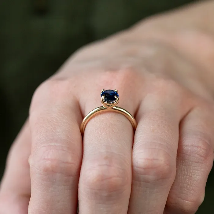 Anueva Jewelry Rings 153ct Oval Royal Blue Sapphire Solitaire Ring In 14K Yellow Gold