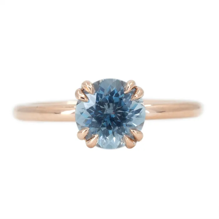 Anueva Jewelry Rings 169ct Silver Blue Grey Montana Sapphire Double Prong Solitaire Ring in 14k Rose Gold Anueva Jewelry Rings 169ct Silver Blue Grey Montana Sapphire Double Prong Solitaire Ring in 14k Rose Gold