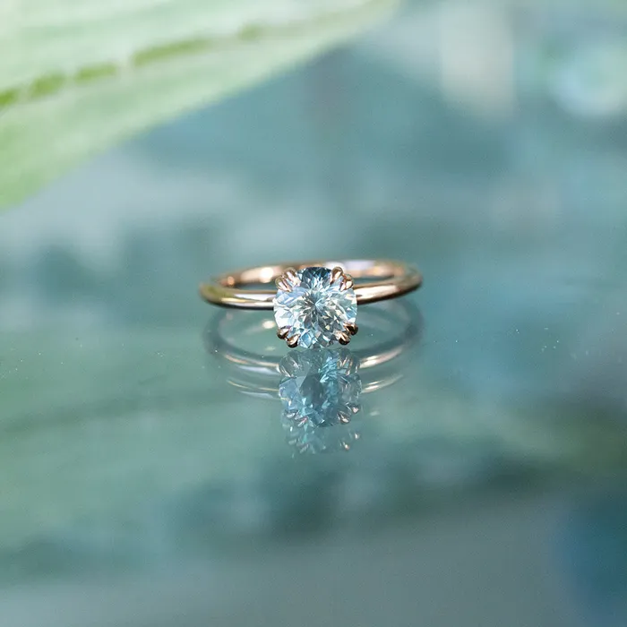 Anueva Jewelry Rings 169ct Silver Blue Grey Montana Sapphire Double Prong Solitaire Ring in 14k Rose Gold