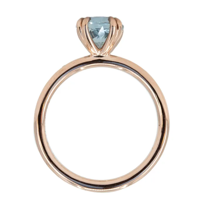 Anueva Jewelry Rings 169ct Silver Blue Grey Montana Sapphire Double Prong Solitaire Ring in 14k Rose Gold