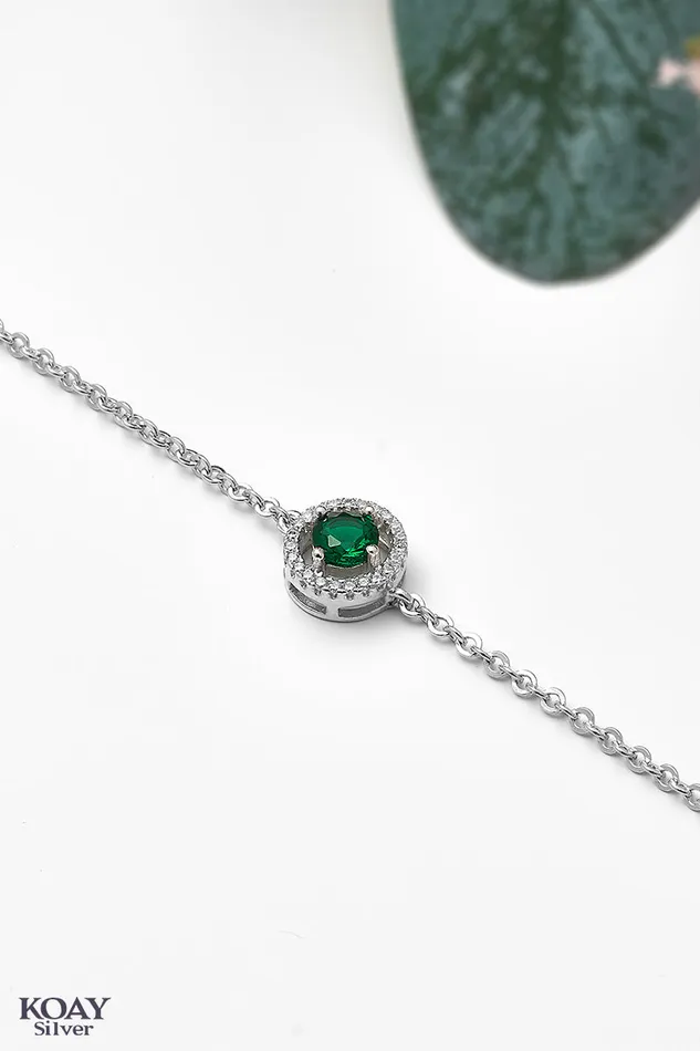 Bracelets KOAY Silver Store Circle Zircon Green Bracelet Bracelets KOAY Silver Store Circle Zircon Green Bracelet