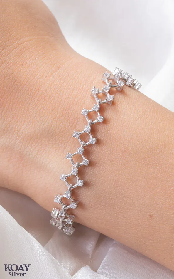 Bracelets KOAY Silver Store Double Zircon Bracelet 010