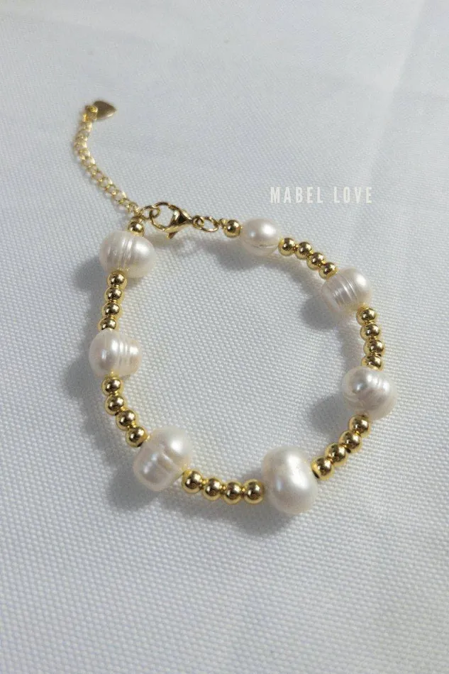 Bracelets Mabel Love Boutique Elegant Gold White Pearl Bracelet