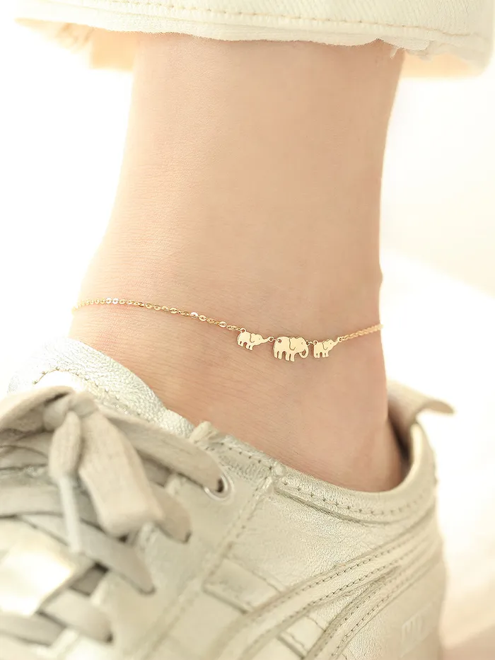 Bracelets MinimalBijoux 14K Gold Lucky Elephant Anklet Bracelet