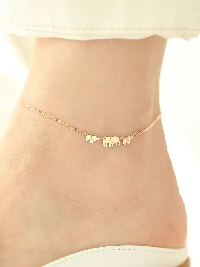 Bracelets MinimalBijoux 14K Gold Lucky Elephant Anklet Bracelet
