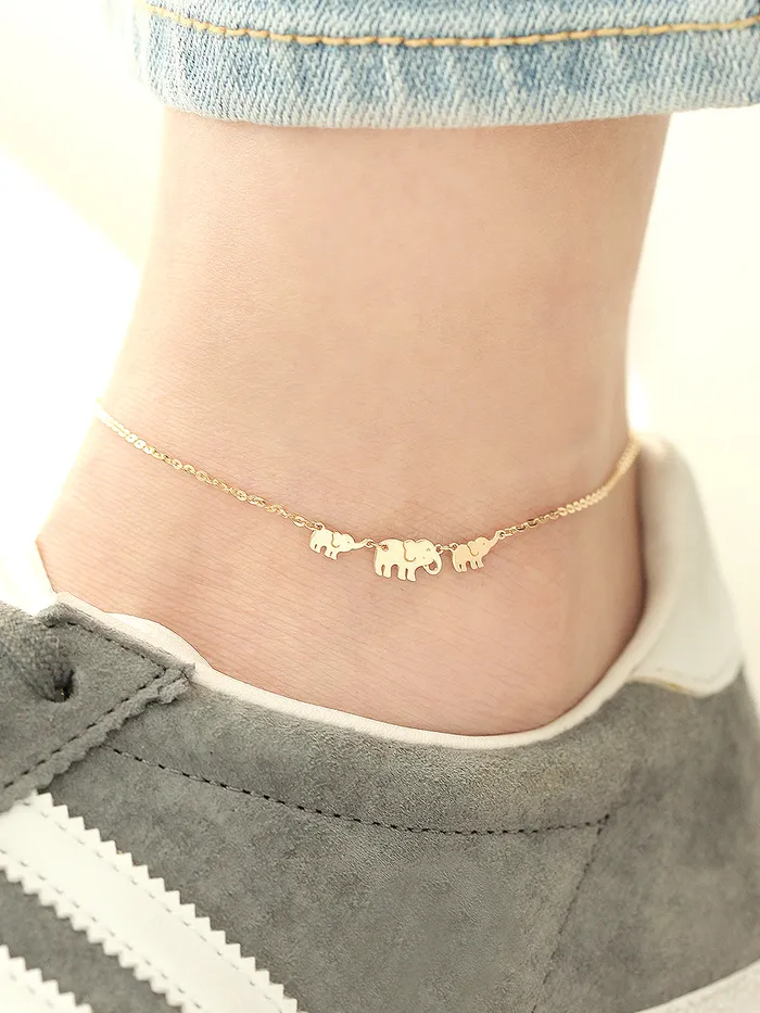 Bracelets MinimalBijoux 14K Gold Lucky Elephant Anklet Bracelet