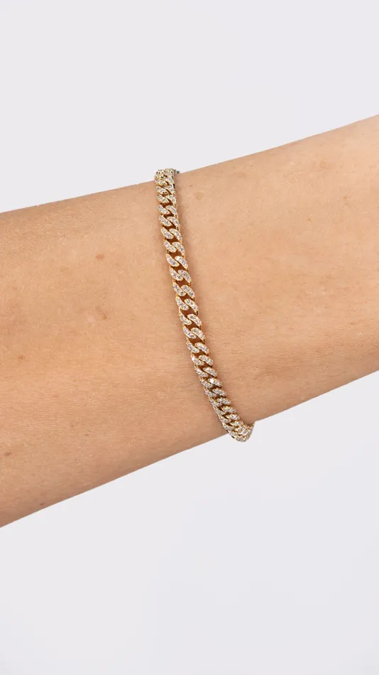 Bracelets Princess Bride Diamonds Mini Cuban Pav Bracelet 14k Yellow Gold
