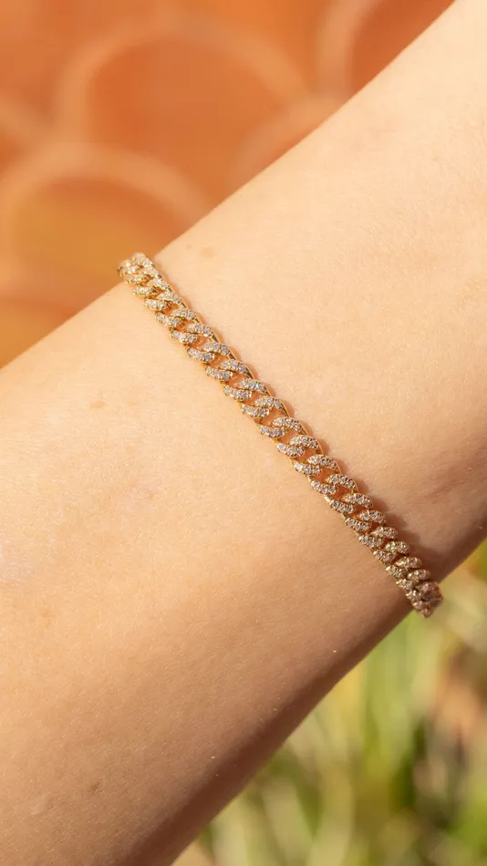 Bracelets Princess Bride Diamonds Mini Cuban Pav Bracelet 14k Yellow Gold Bracelets Princess Bride Diamonds Mini Cuban Pav Bracelet 14k Yellow Gold