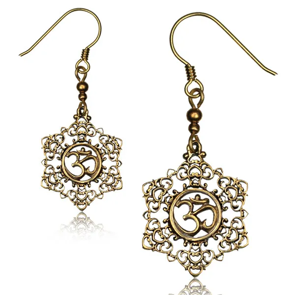 Chaotic Trading Earrings Yellow Brass Om Hook Earrings