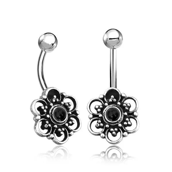 Chaotic Trading Rings Flower Sterling Silver Belly Barbell