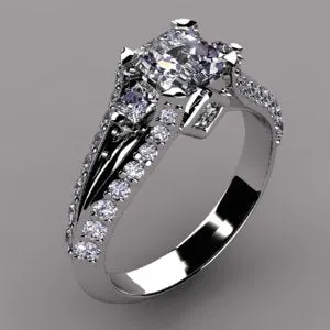 Custom Princess Engagement Ring For Princess Cut Diamond vendorunknown Rings