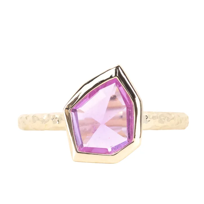 Discovery Gems Rings 125ct Geo Slice Pink Sapphire Evergreen Low Profile Bezel Solitaire Ring in 14k Yellow Gold Discovery Gems Rings 125ct Geo Slice Pink Sapphire Evergreen Low Profile Bezel Solitaire Ring in 14k Yellow Gold