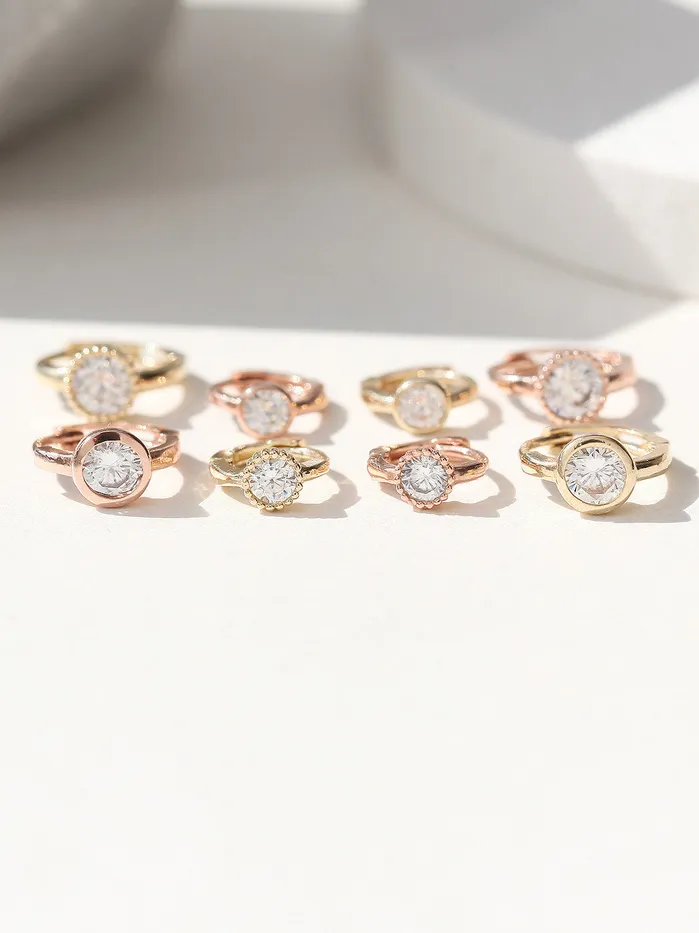 Earrings 14K Gold Simple Cubic Hoop Earring MinimalBijoux