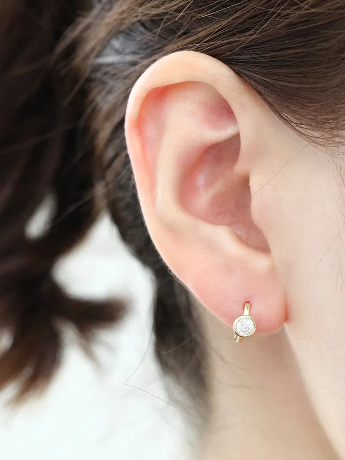 Earrings 14K Gold Simple Cubic Hoop Earring MinimalBijoux