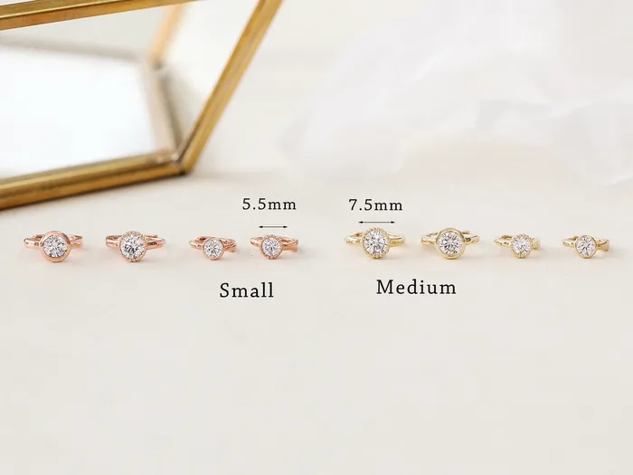 Earrings 14K Gold Simple Cubic Hoop Earring MinimalBijoux