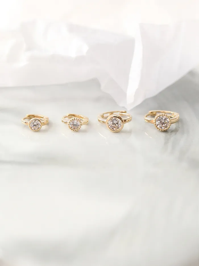 Earrings 14K Gold Simple Cubic Hoop Earring MinimalBijoux