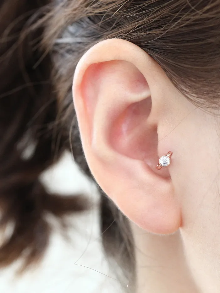Earrings 14K Gold Simple Cubic Hoop Earring MinimalBijoux