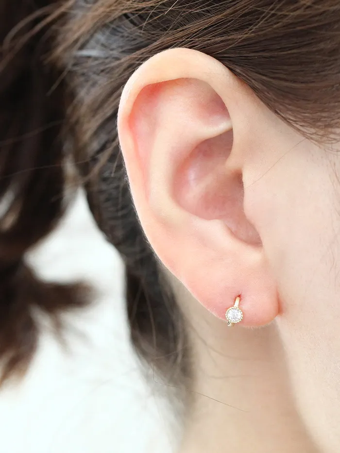 Earrings 14K Gold Simple Cubic Hoop Earring MinimalBijoux