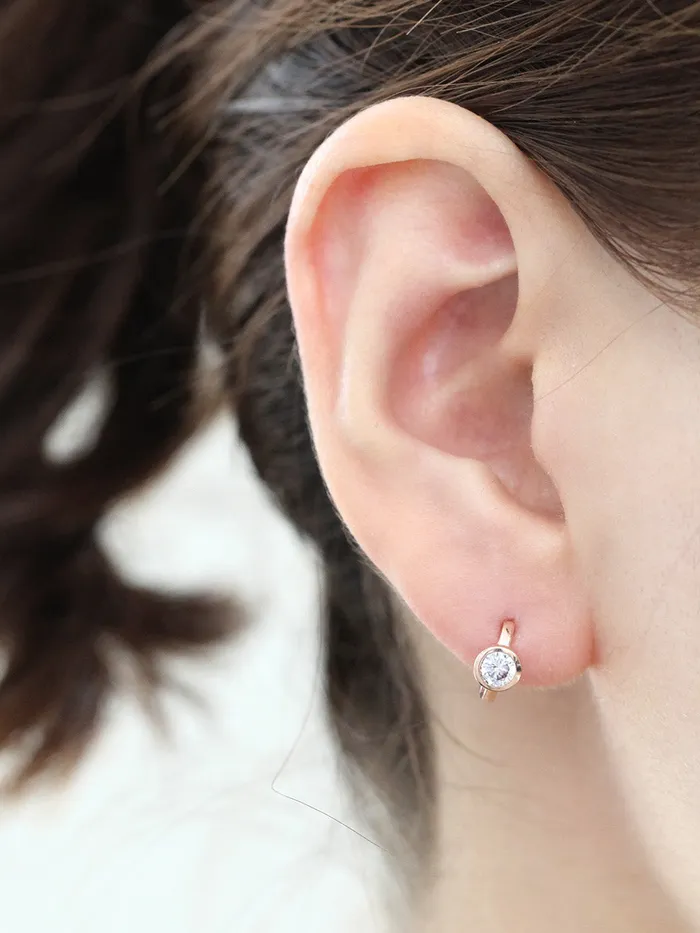 Earrings 14K Gold Simple Cubic Hoop Earring MinimalBijoux