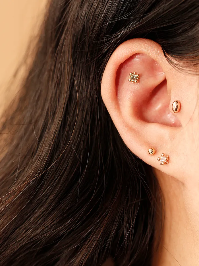 Earrings 14K Gold Volume Egg Ball Cartilage Earring 18G16G MinimalBijoux