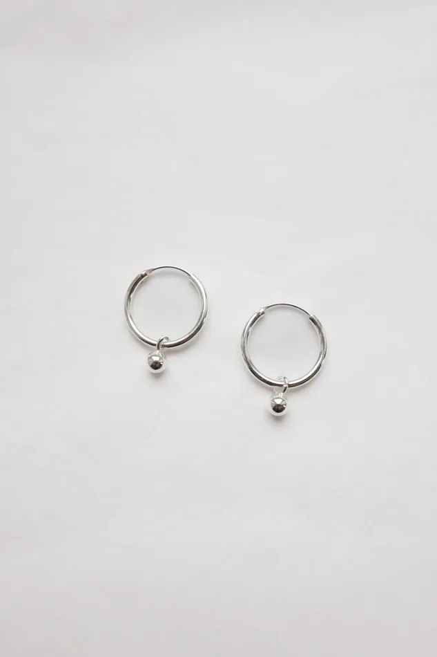 Earrings collectionno2 SMALL STERLING SILVER 925 BALL HOOP EARRINGS