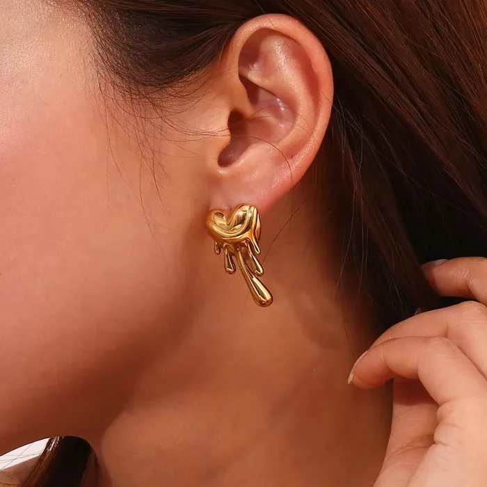 Earrings Mabel Love Co Dripping Heart Stud Earrings