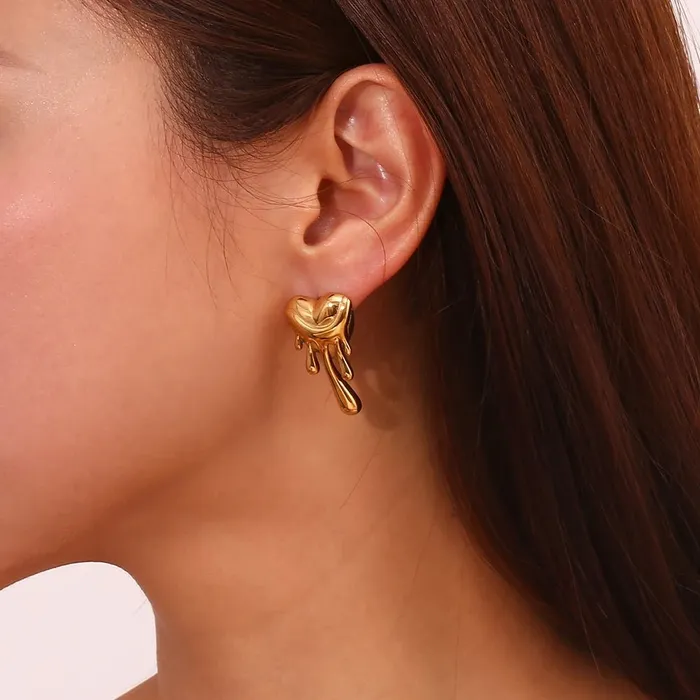 Earrings Mabel Love Co Dripping Heart Stud Earrings