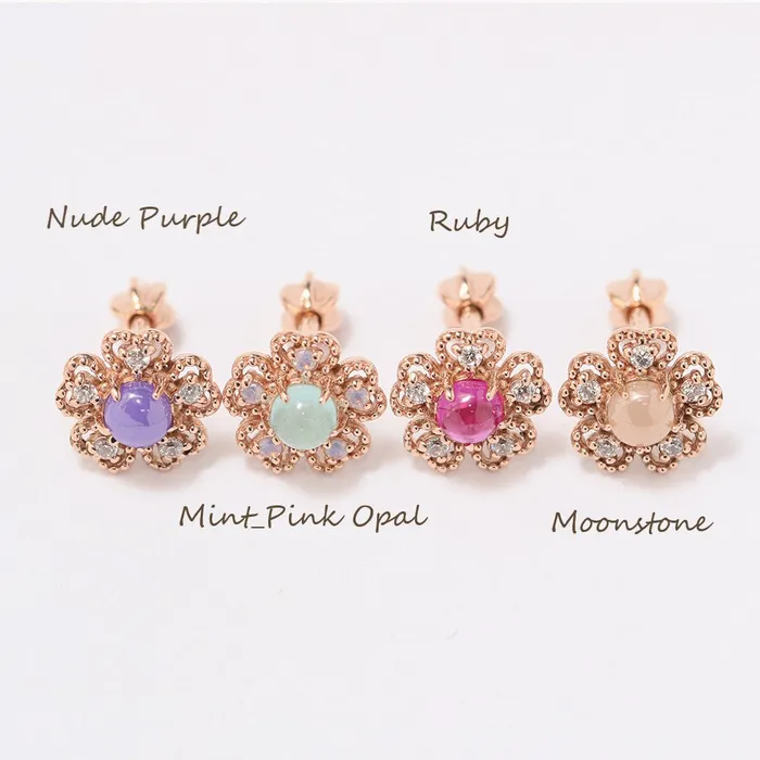 Earrings MinimalBijoux 14K Gold Antique Gemstone Flower Cartilage Earring 18G16G