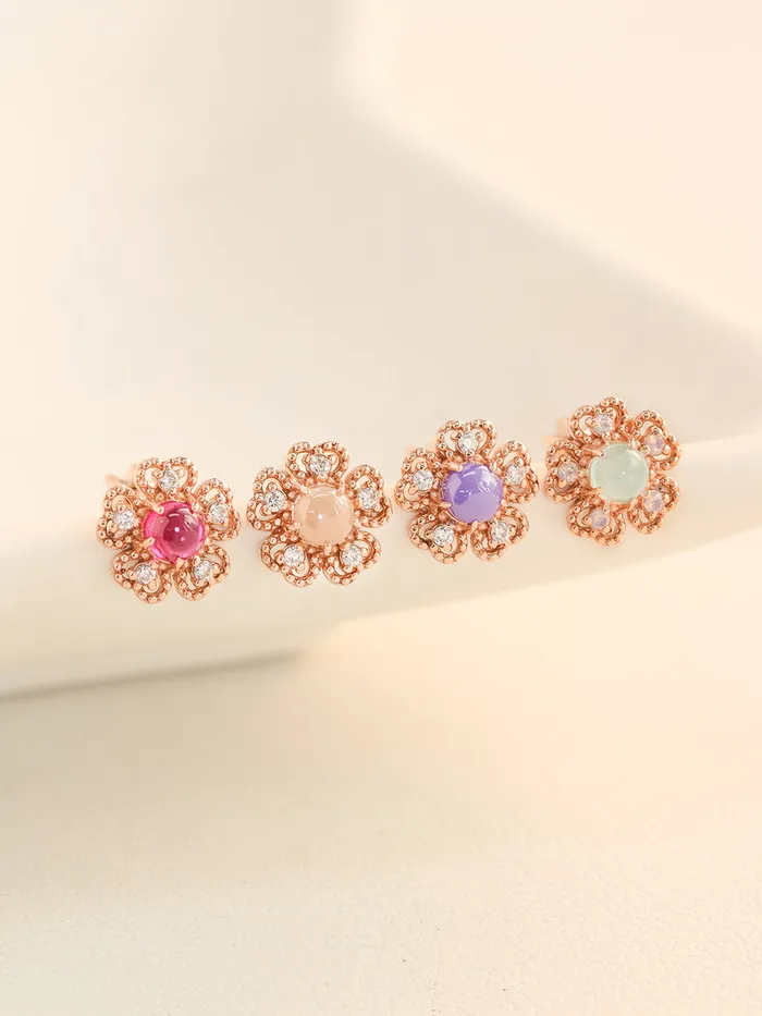Earrings MinimalBijoux 14K Gold Antique Gemstone Flower Cartilage Earring 18G16G