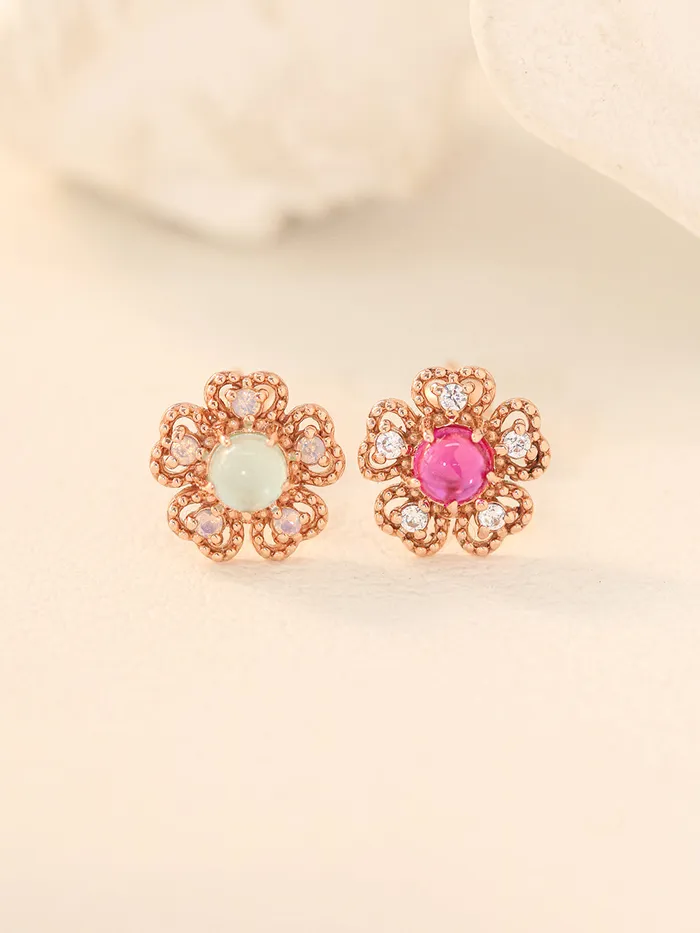 Earrings MinimalBijoux 14K Gold Antique Gemstone Flower Cartilage Earring 18G16G