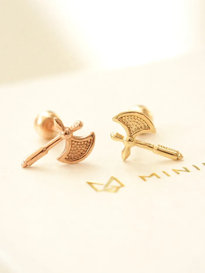 Earrings MinimalBijoux 14K Gold Axe Cartilage Earring 20G18G