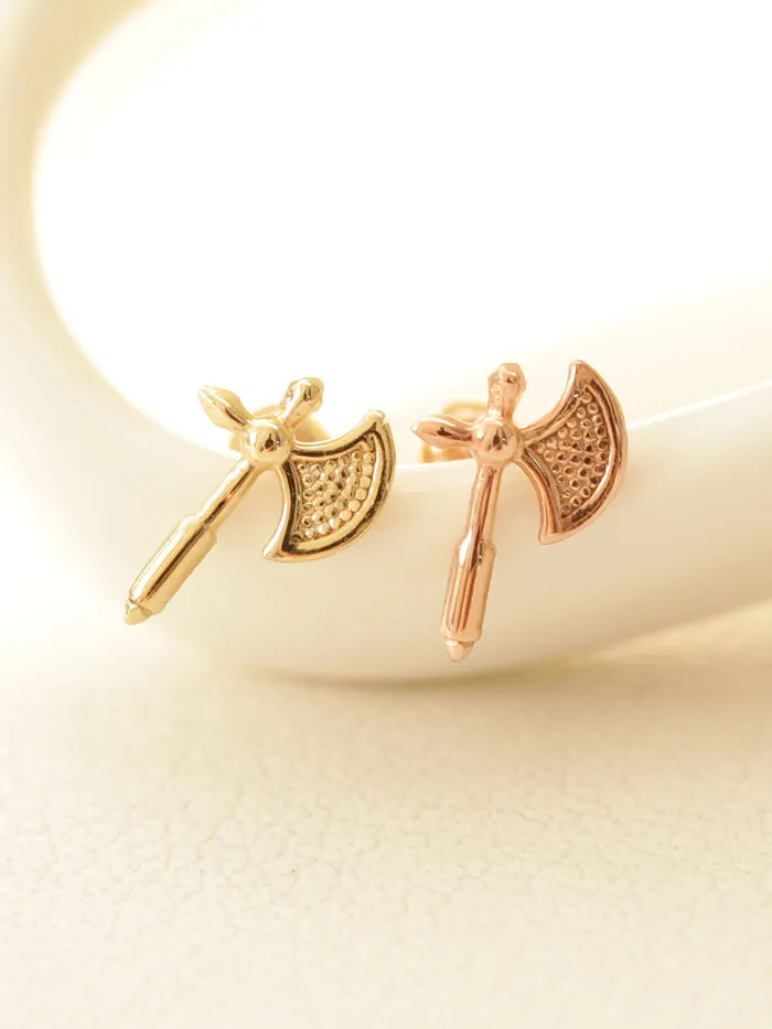 Earrings MinimalBijoux 14K Gold Axe Cartilage Earring 20G18G