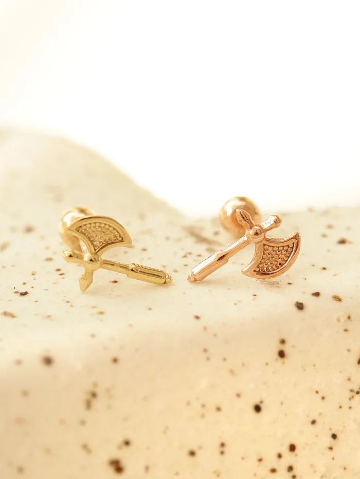 Earrings MinimalBijoux 14K Gold Axe Cartilage Earring 20G18G