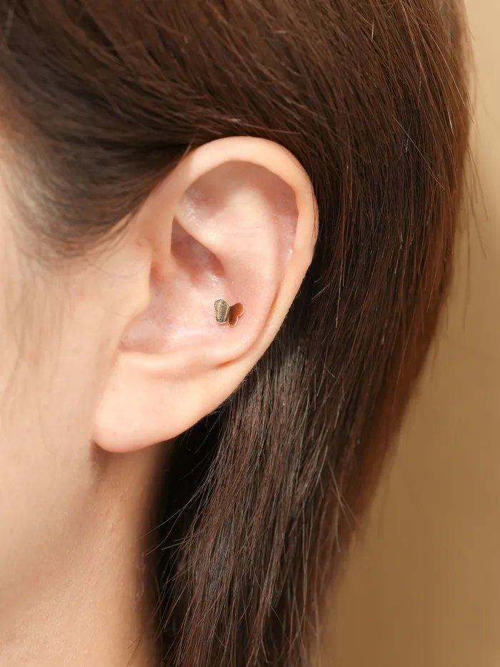 Earrings MinimalBijoux 14K Gold Block Butterfly Cartilage Earring 20G