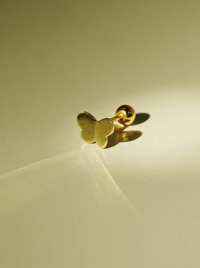 Earrings MinimalBijoux 14K Gold Block Butterfly Cartilage Earring 20G
