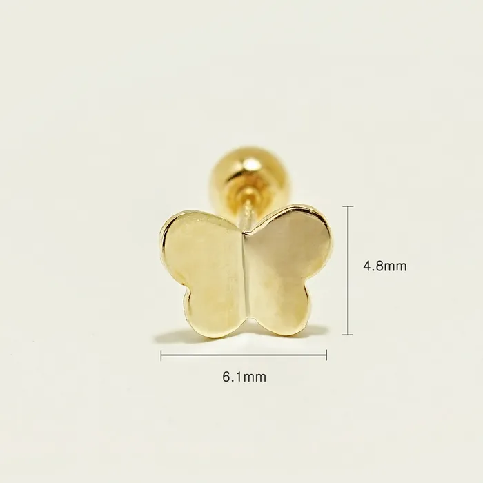 Earrings MinimalBijoux 14K Gold Block Butterfly Cartilage Earring 20G