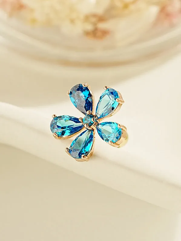 Earrings MinimalBijoux 14K Gold Blue Topaz Flower Cartilage Earring 20G18G16G Earrings MinimalBijoux 14K Gold Blue Topaz Flower Cartilage Earring 20G18G16G