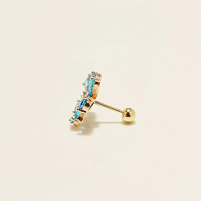 Earrings MinimalBijoux 14K Gold Blue Topaz Flower Cartilage Earring 20G18G16G