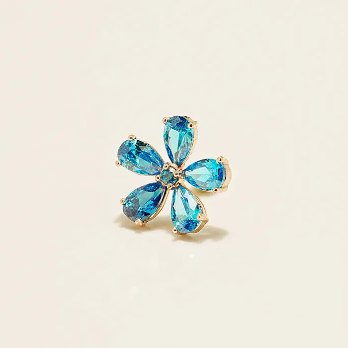 Earrings MinimalBijoux 14K Gold Blue Topaz Flower Cartilage Earring 20G18G16G