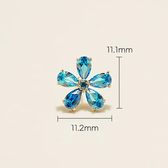 Earrings MinimalBijoux 14K Gold Blue Topaz Flower Cartilage Earring 20G18G16G