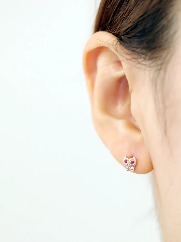 Earrings MinimalBijoux 14K Gold Cubic Owl cartilage earring 20g