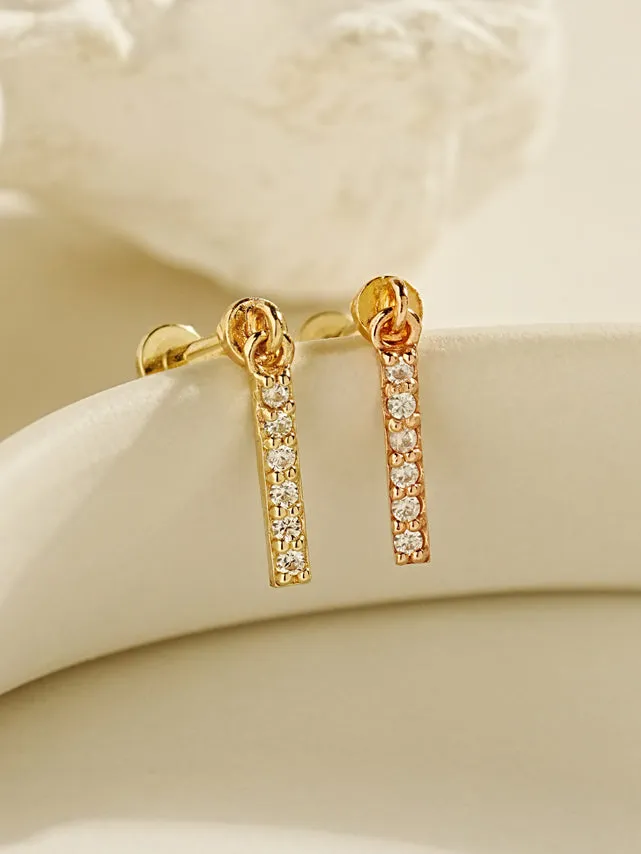 Earrings MinimalBijoux 14K Gold Cubic Stick Drop Internally Threaded Labret Piercing 20G18G16G Earrings MinimalBijoux 14K Gold Cubic Stick Drop Internally Threaded Labret Piercing 20G18G16G