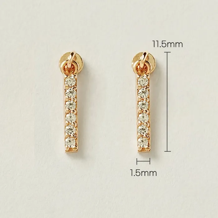 Earrings MinimalBijoux 14K Gold Cubic Stick Drop Internally Threaded Labret Piercing 20G18G16G
