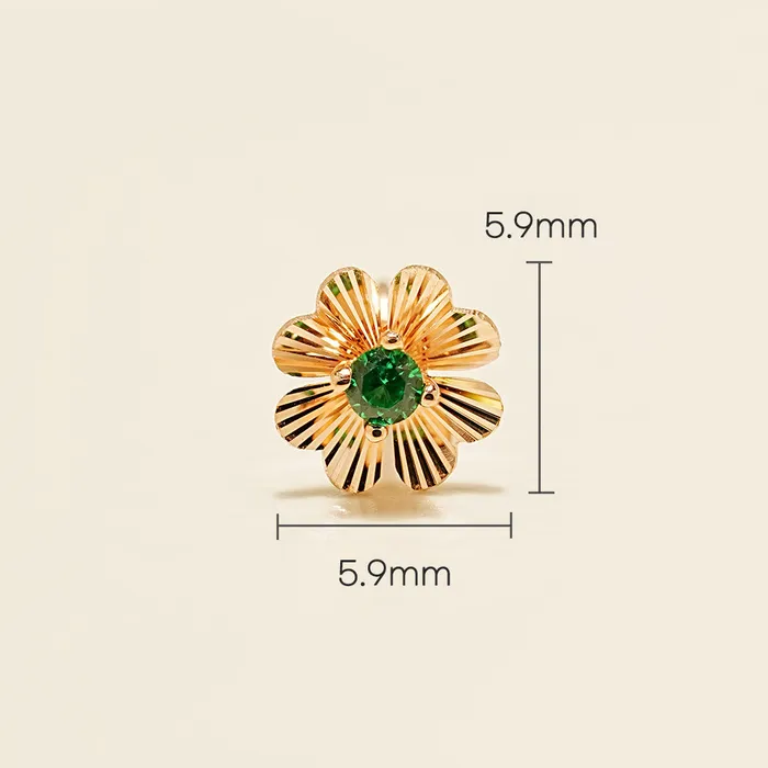 Earrings MinimalBijoux 14K Gold Cutting 4 Petal Clover Cartilage Earring 18G16G