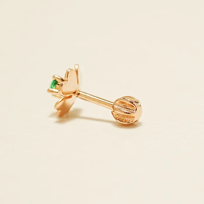 Earrings MinimalBijoux 14K Gold Cutting 4 Petal Clover Cartilage Earring 18G16G