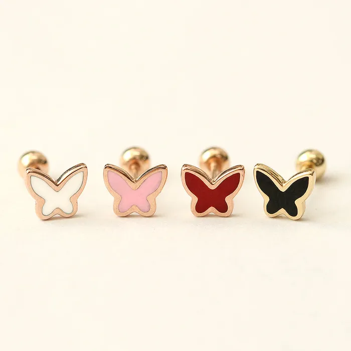 Earrings MinimalBijoux 14K Gold Enamel Color Butterfly Cartilage Earring 20G18G16G