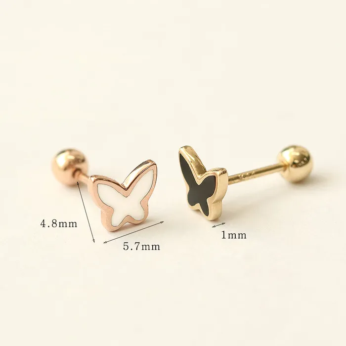 Earrings MinimalBijoux 14K Gold Enamel Color Butterfly Cartilage Earring 20G18G16G