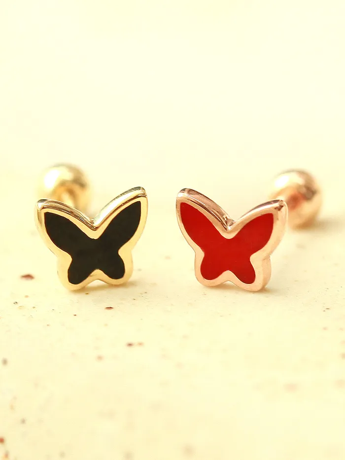 Earrings MinimalBijoux 14K Gold Enamel Color Butterfly Cartilage Earring 20G18G16G