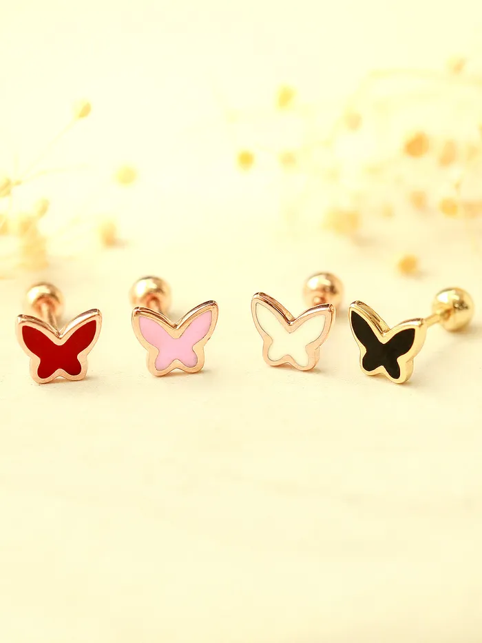 Earrings MinimalBijoux 14K Gold Enamel Color Butterfly Cartilage Earring 20G18G16G