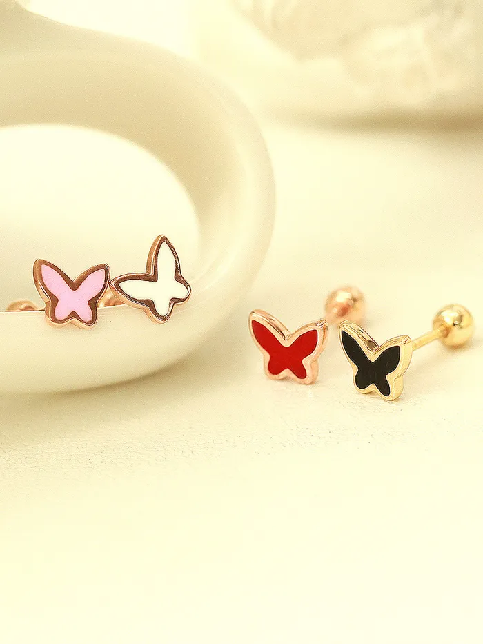 Earrings MinimalBijoux 14K Gold Enamel Color Butterfly Cartilage Earring 20G18G16G